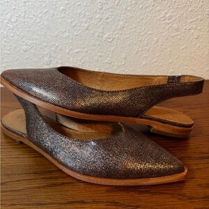 FRYE Metallic Brown Slingback Flats size 8 Full leather sole